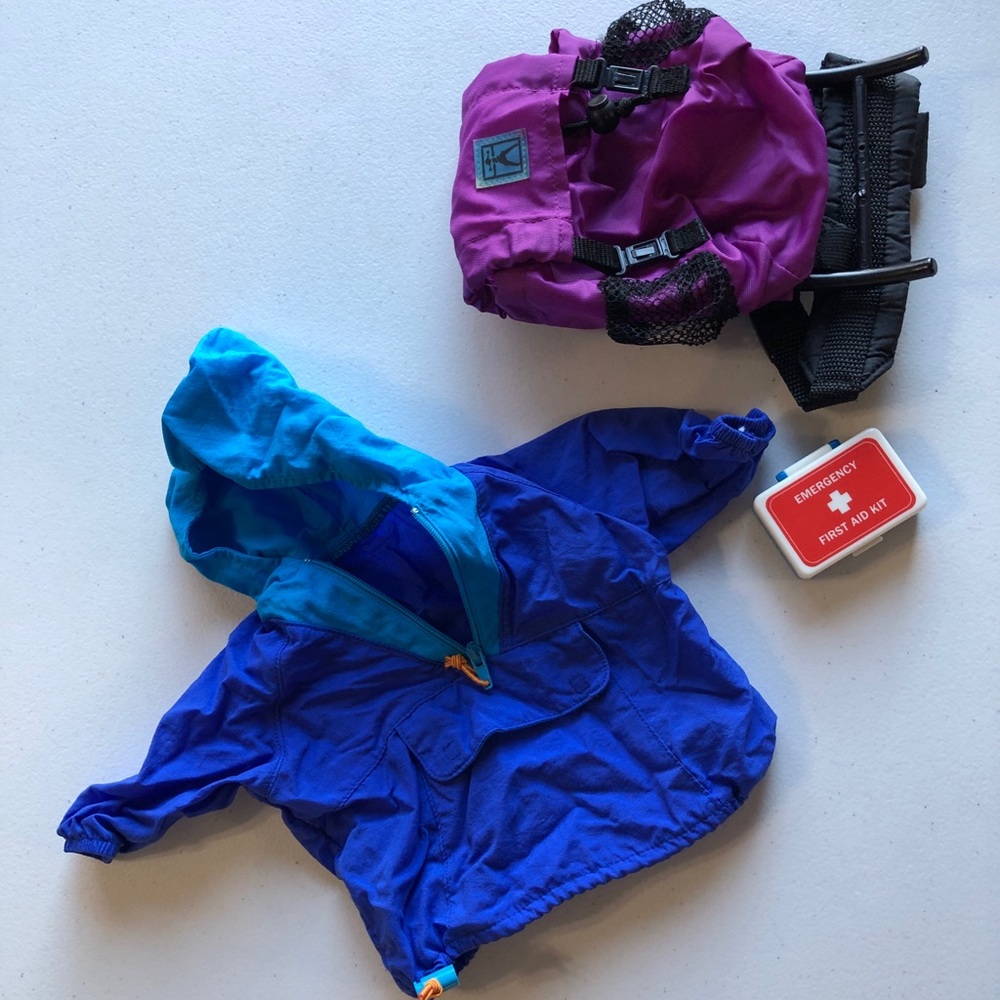 American Girl Doll camping/hiking set - jacket, backpack, and first aid kit!